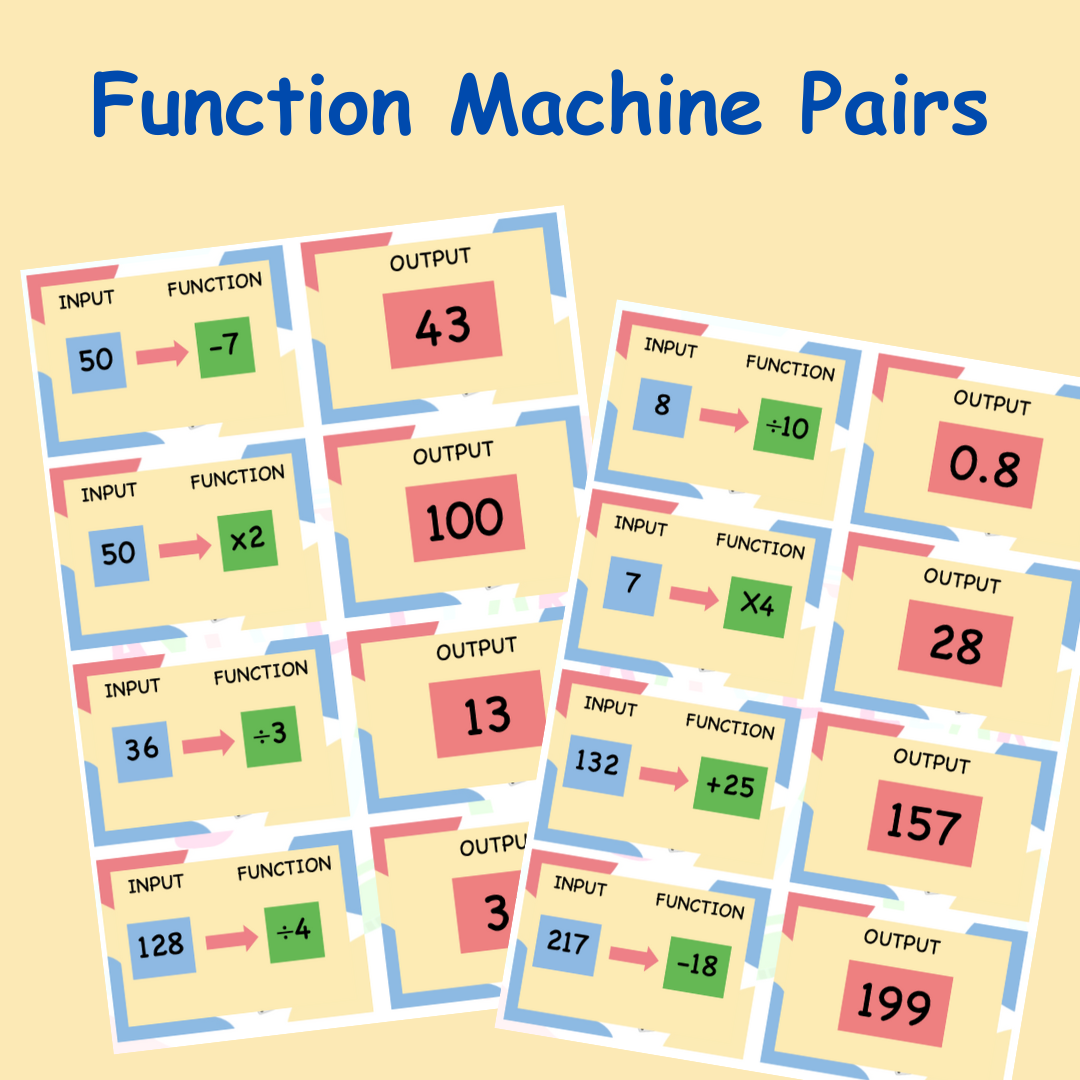 Function Machine Pairs - Playful Learning Games