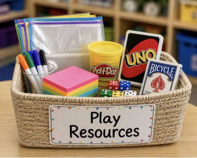 Play resources in basket